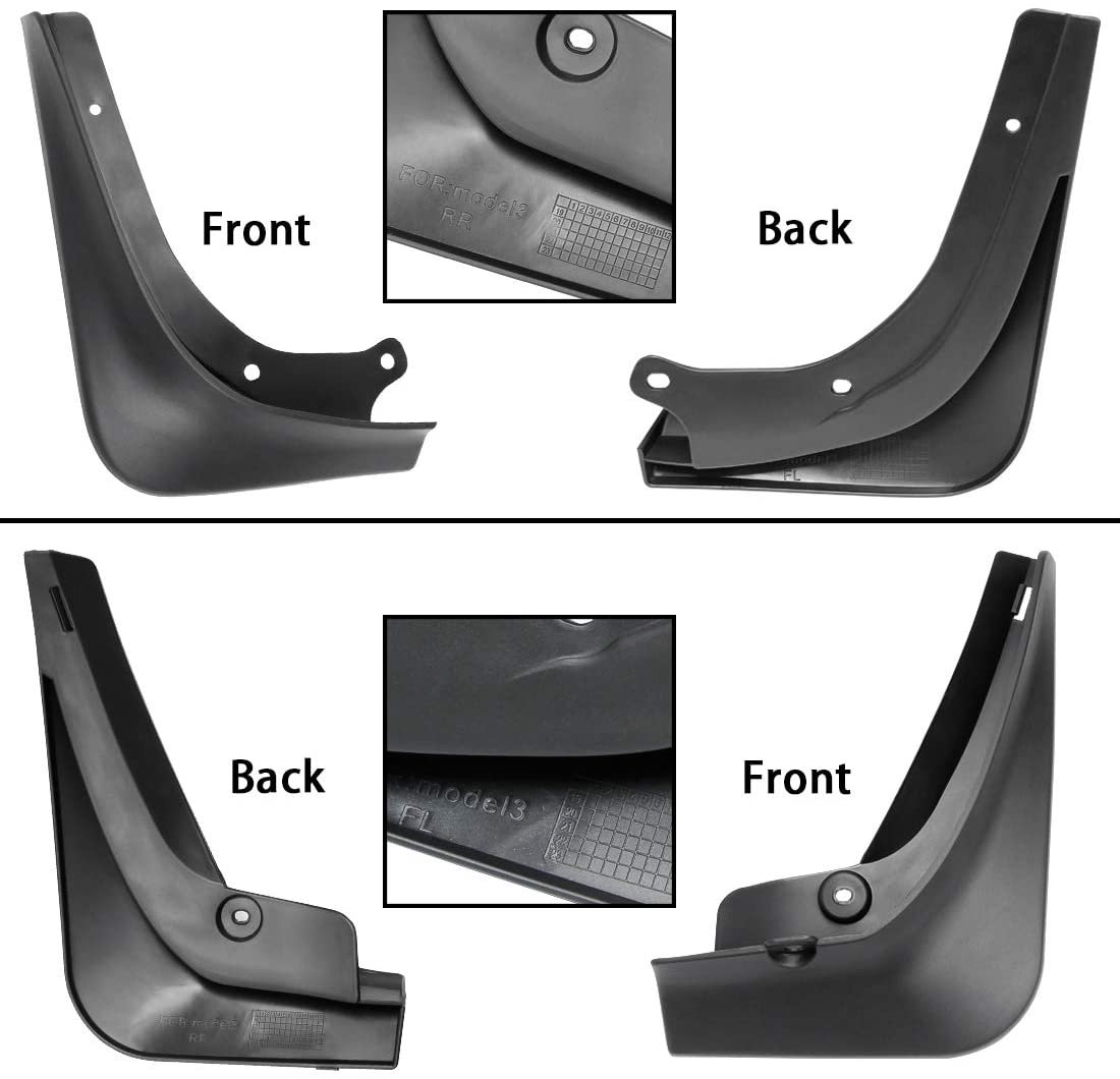 Tesla Model 3 Mud Flaps 2017-2023, Gen 2 Splash Guards Set of 4 for Paint & Undercarriage