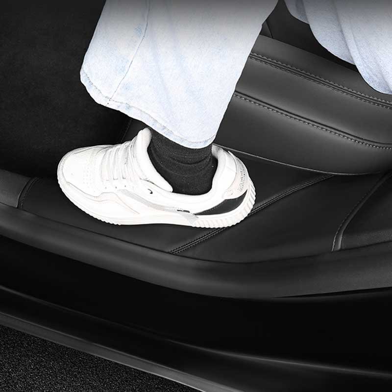Tesla Model Y Door Sill Protectors, Leather Anti-Scratch Threshold Mats, Set of 2 (2020-2025)