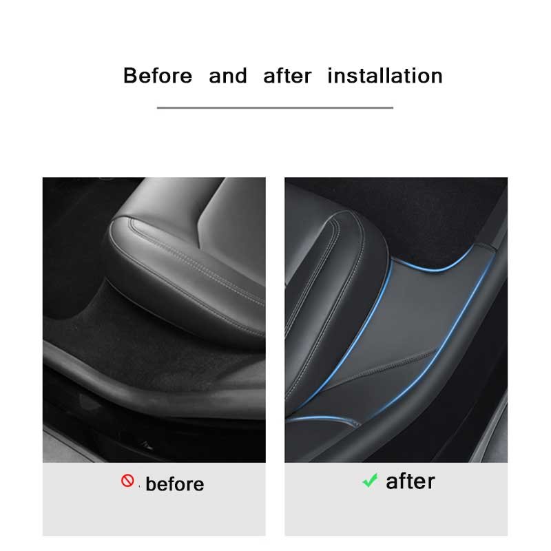 Tesla Model Y Door Sill Protectors, Leather Anti-Scratch Threshold Mats, Set of 2 (2020-2025)