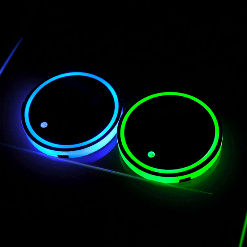 Tesla Cup Holder Liner with Motion LED Light, Model 3/Y/S/X, Cybertruck, Set of 2