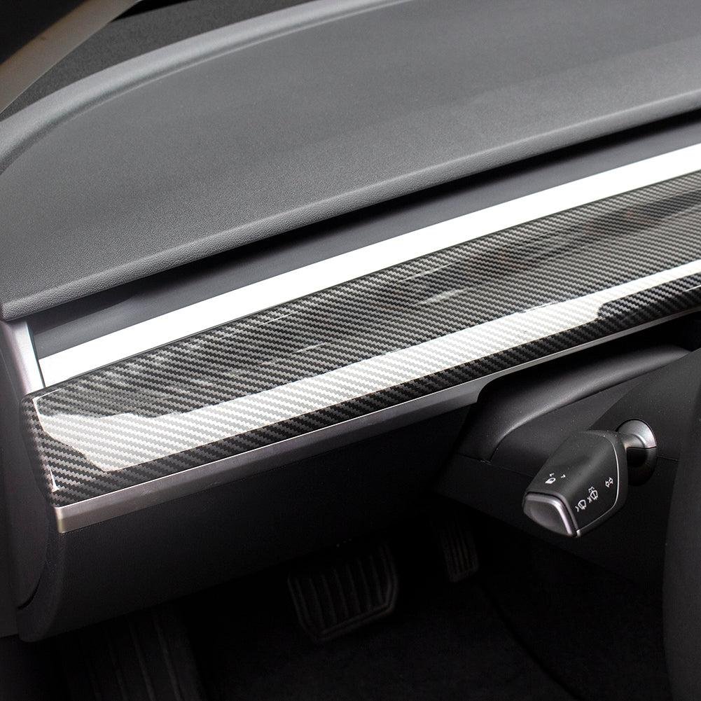 Tesla Model 3 Carbon Fiber Dashboard Trim Cover, Anti-Glare 2-Piece Wrap Kit