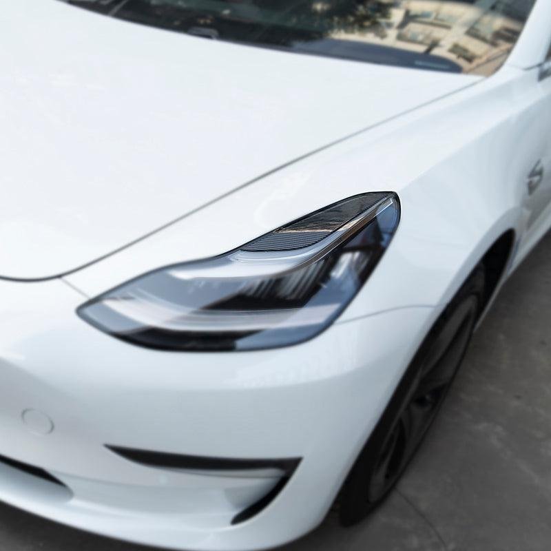 Tesla Model 3 Headlight Trim Covers, Chrome Delete Molded Accent (Pre-Highland)