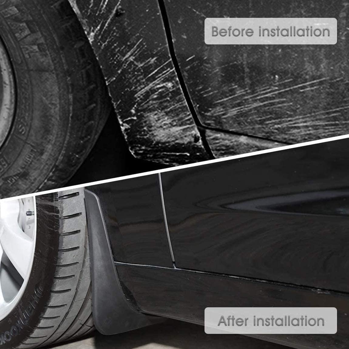 Tesla Model 3 Mud Flaps 2017-2023, Gen 2 Splash Guards Set of 4 for Paint & Undercarriage
