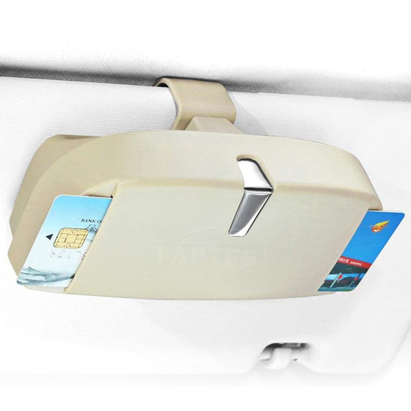 Tesla Model S/X Sunglasses Case, Sun-Visor Clip Holder with Card & Coin Slots