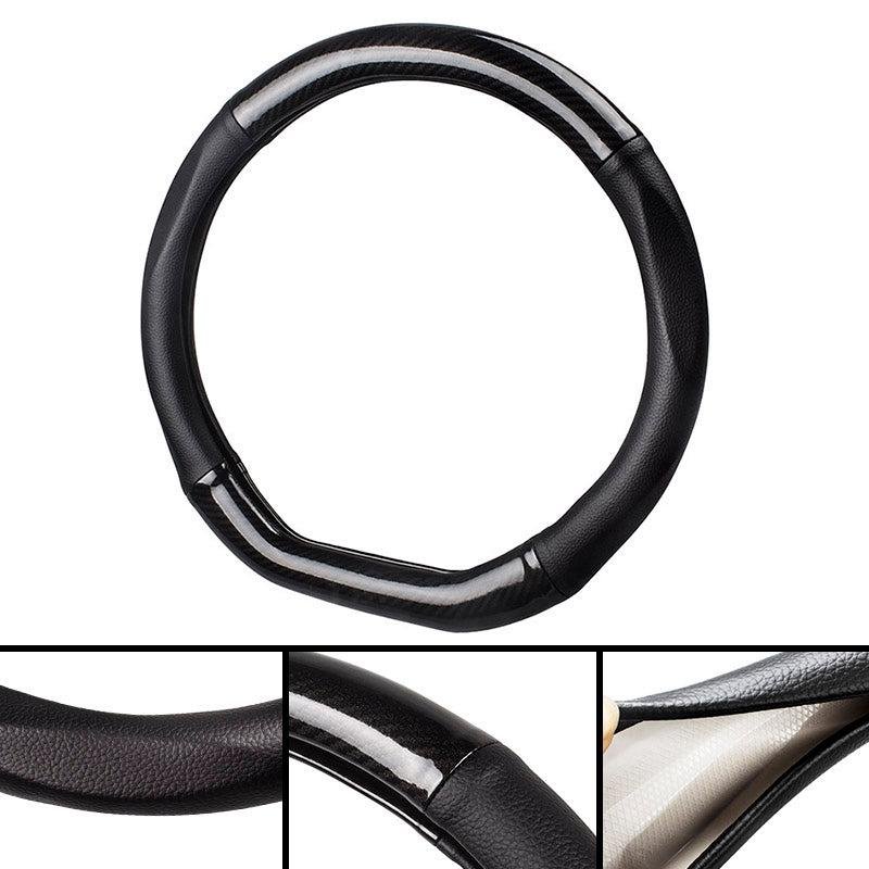 Tesla Model S/X Steering Wheel Cover 2019-2021, Anti-Slip Leather & Carbon Fiber Grip