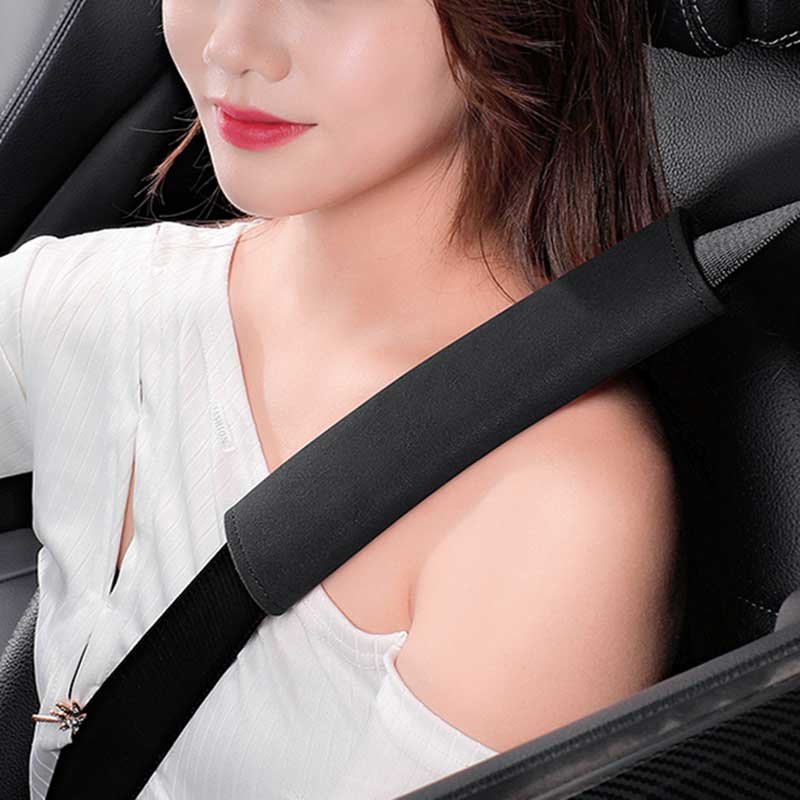 Tesla Seat Belt Shoulder Pads, Alcantara Cover for Model S/3/X/Y/Cybertruck, No-Slip Comfort