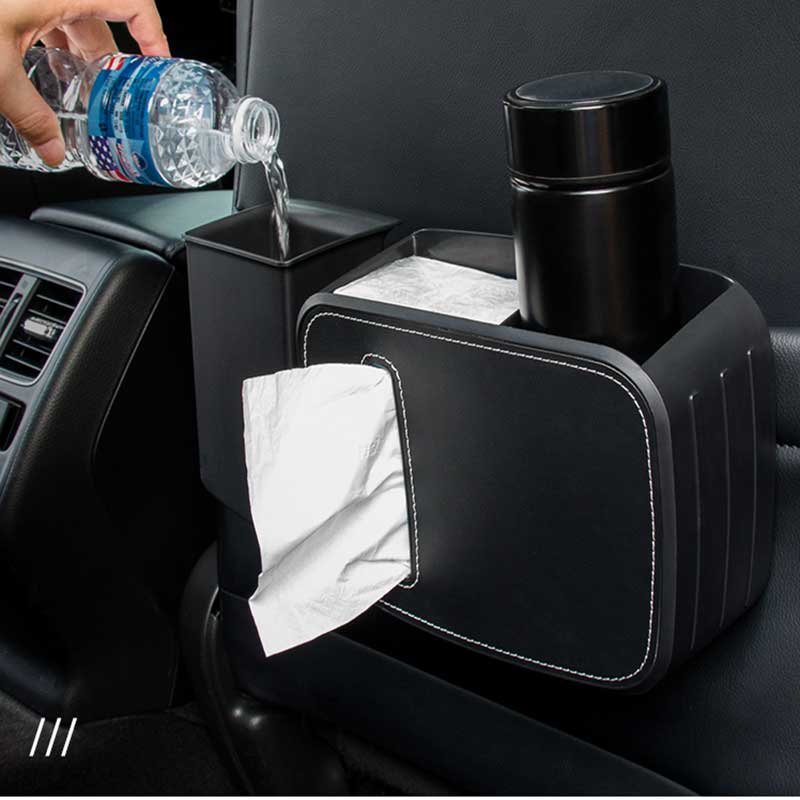 Tesla Model 3/Y/S/X Center Console Trash & Storage Box, 2-Piece Set with Tissue Holder
