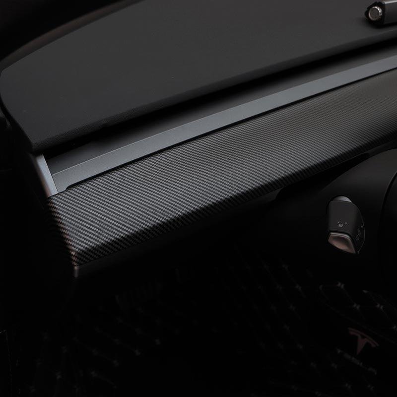 Tesla Model 3 Carbon Fiber Dashboard Trim Cover, Anti-Glare 2-Piece Wrap Kit