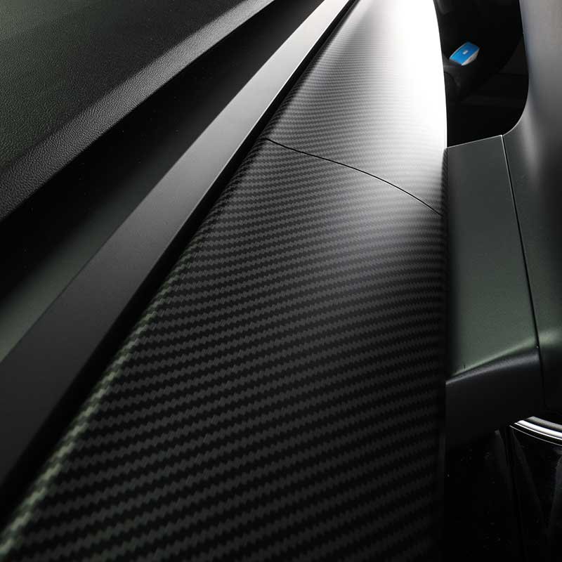 Tesla Model 3 Carbon Fiber Dashboard Trim Cover, Anti-Glare 2-Piece Wrap Kit