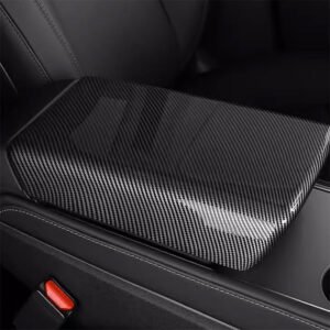 Tesla Model 3/Y Center Armrest Cover, Carbon Fiber Style Console Protector (2021-2025)
