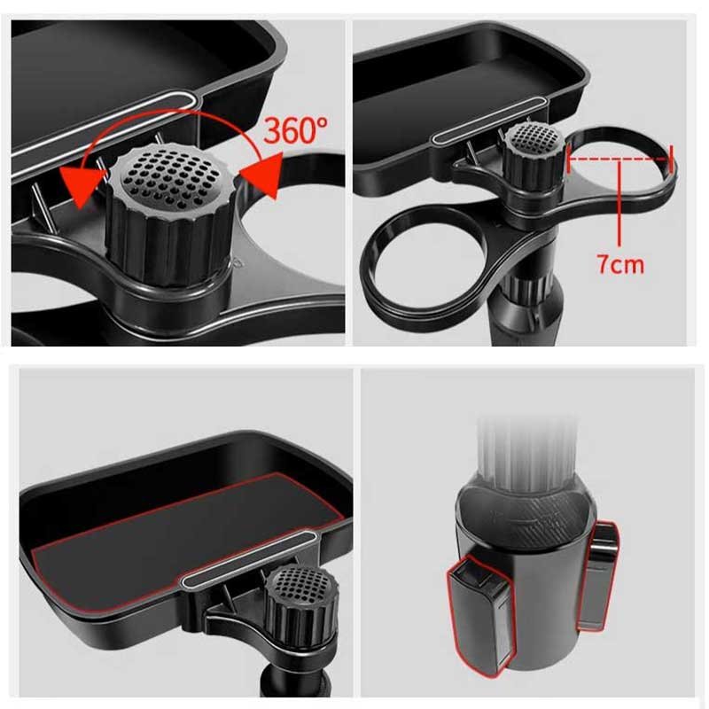 Tesla Model Y/3 Center Console Tray with Cup Holder, Rotating Dining Table for Road Trips