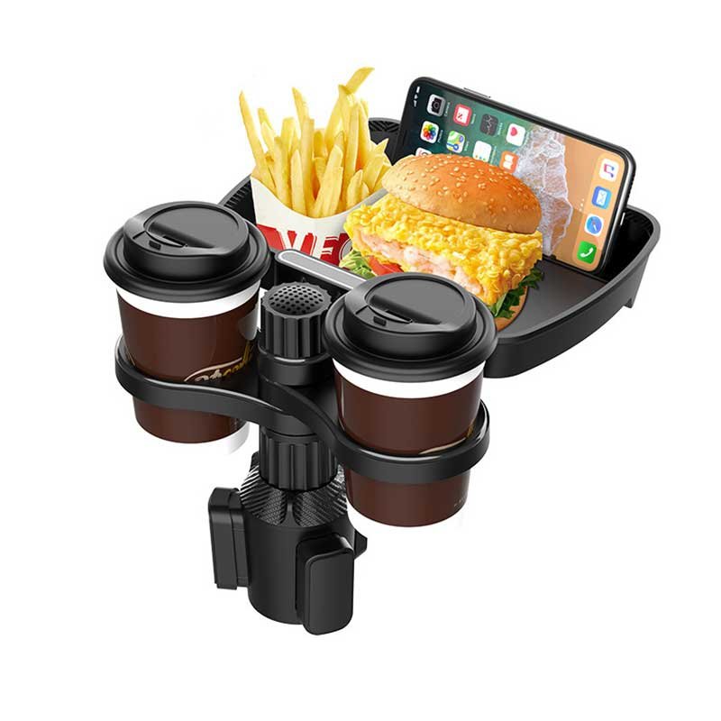 Tesla Model Y/3 Center Console Tray with Cup Holder, Rotating Dining Table for Road Trips