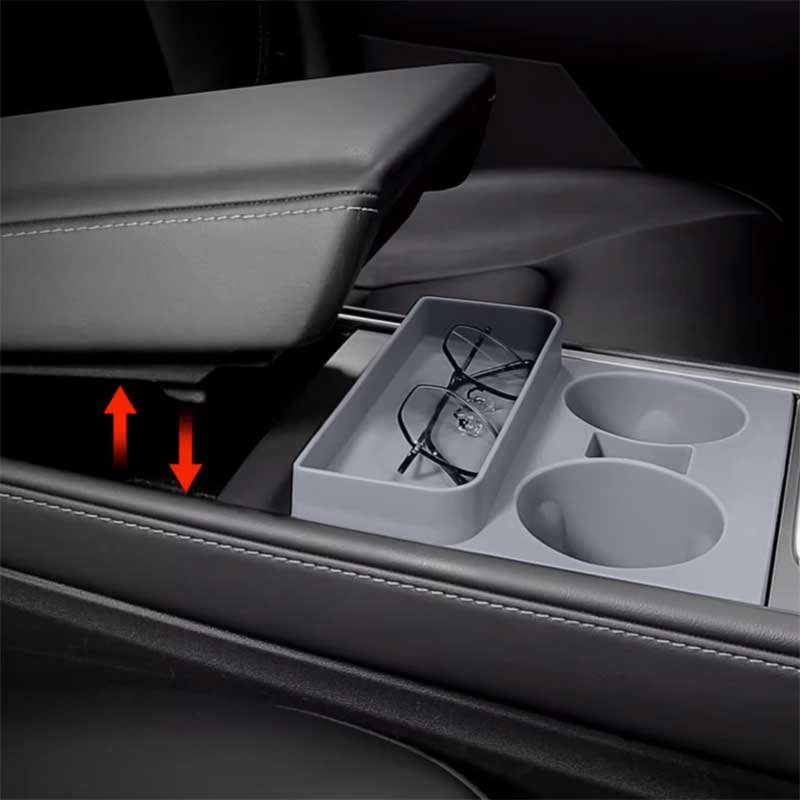 Tesla Model Y/3 Center Console Cup Holder with Storage Organizer, Silicone Insert