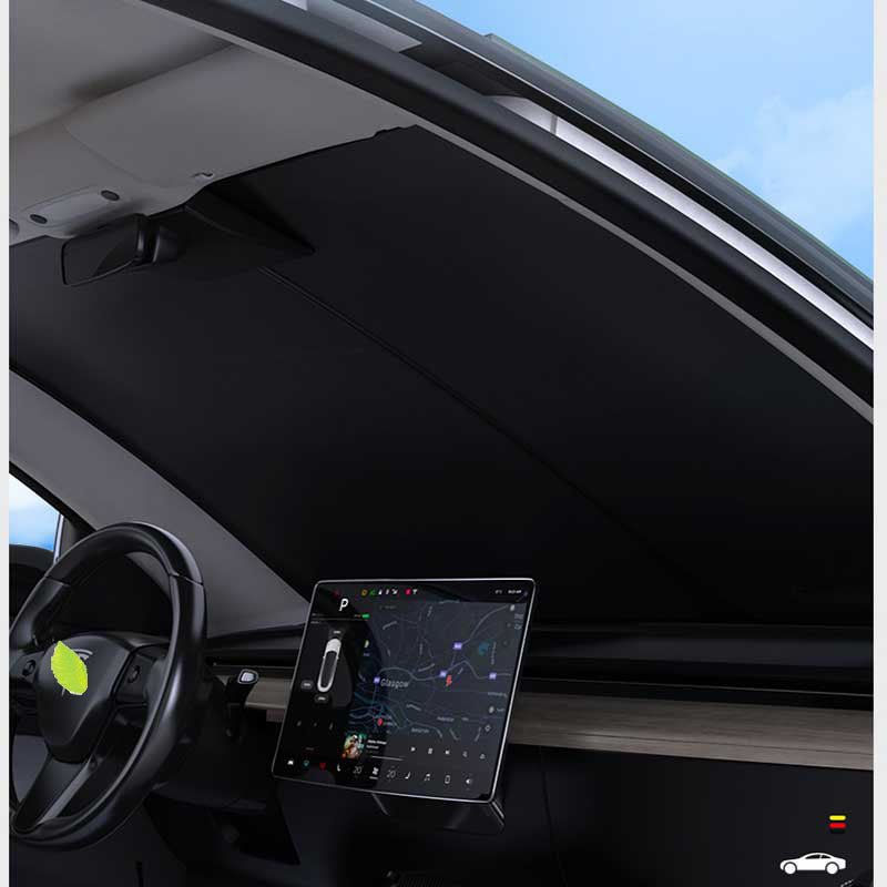 Tesla Model Y Front Windshield Sunshade, Foldable UV & Heat Blocker (2020-2025)
