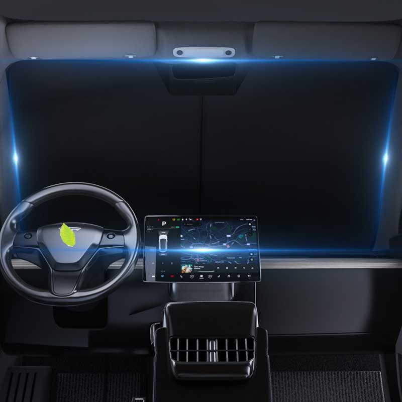 Tesla Model Y Front Windshield Sunshade, Foldable UV & Heat Blocker (2020-2025)