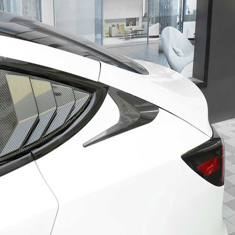 Tesla Model 3 C-Pillar Rear Window Triangle Covers, Sporty Boomerang Trim 2021-2025 (Not Highland)
