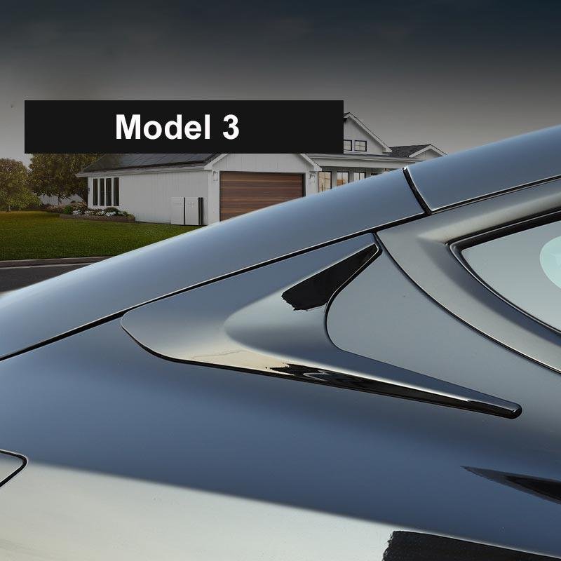 Tesla Model 3 C-Pillar Rear Window Triangle Covers, Sporty Boomerang Trim 2021-2025 (Not Highland)