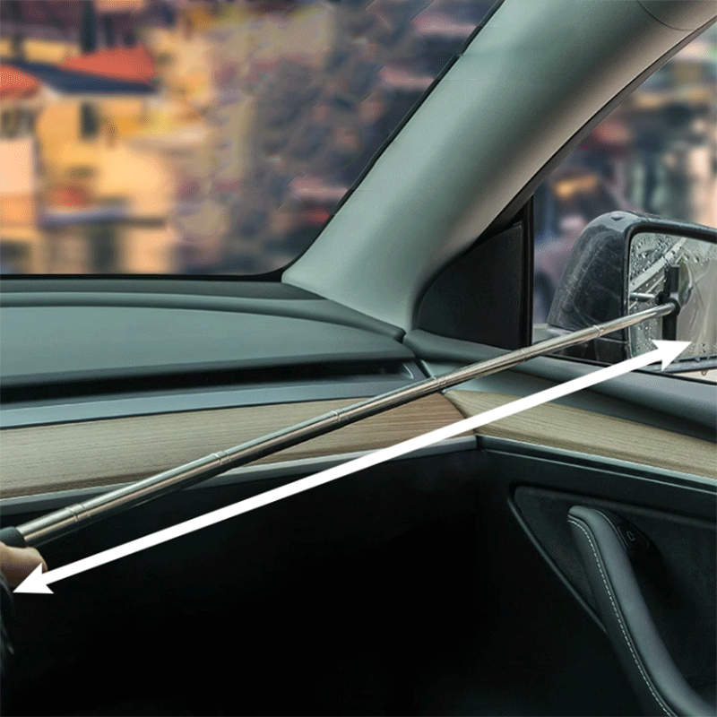 Tesla Model 3/Y/S/X Side Mirror Cleaning Brush, Retractable Streak-Free Wiper (Cybertruck)