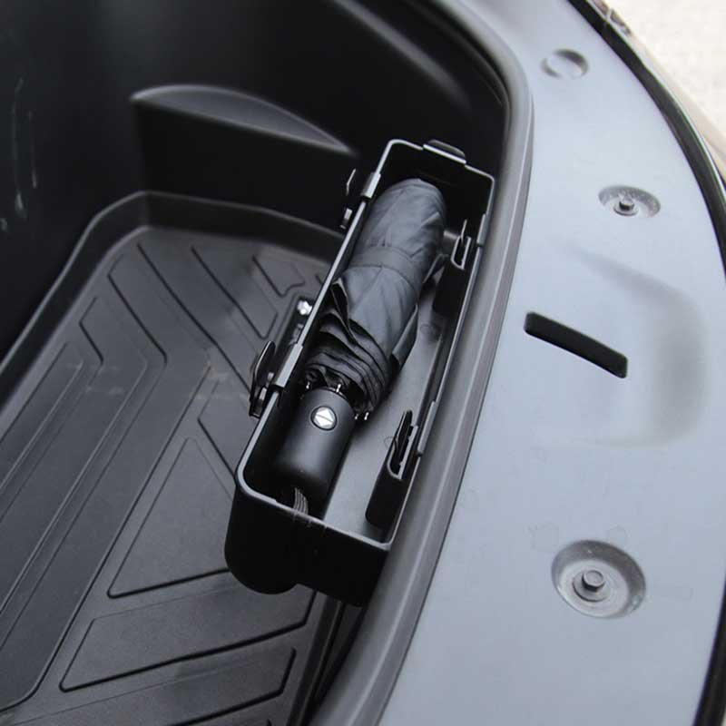 Tesla Model Y Frunk Umbrella Holder, Front Trunk Storage Box with Removable Hooks