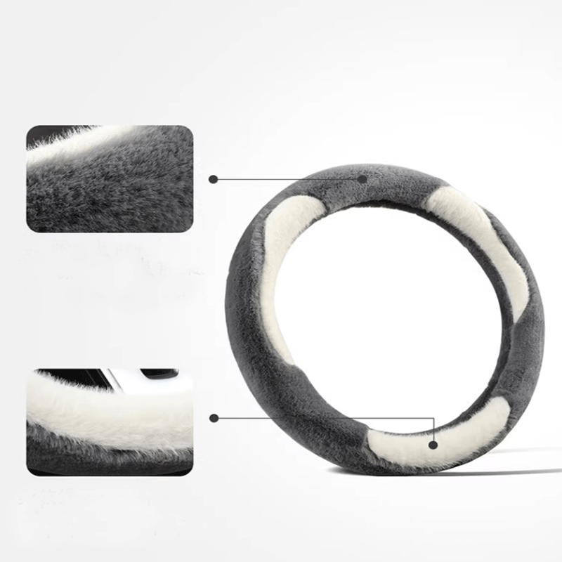 Tesla Model 3/Y Fluffy Steering Wheel Cover, Warm Plush Winter Grip