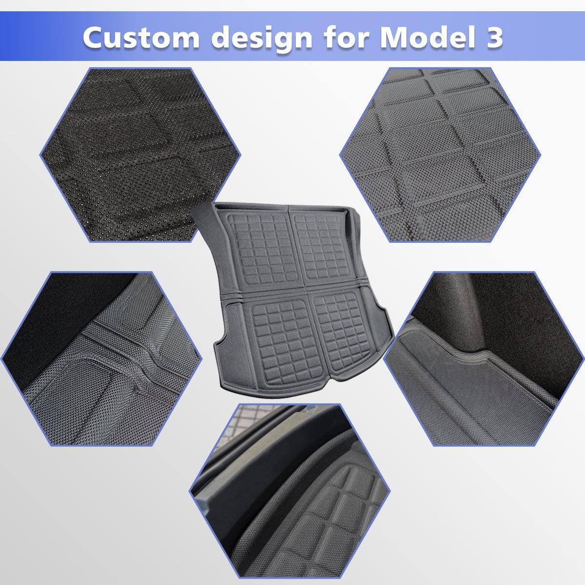 Tesla Model 3 Rear Trunk Cargo Mat 2021-2023, All-Weather Silver Liner