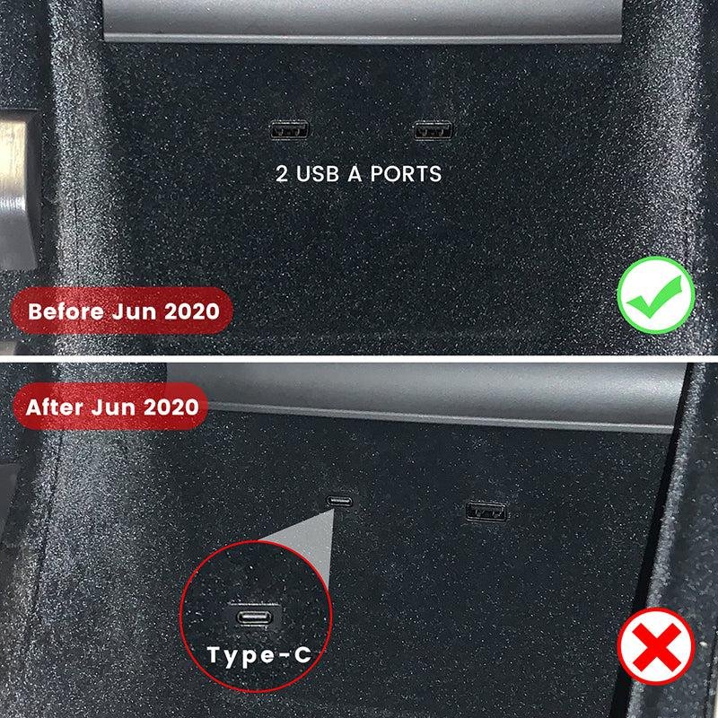 Tesla Model 3 USB Hub for Dashcam & Sentry Mode, 5-Port with Hidden SSD Compartment (Pre-June 2020)