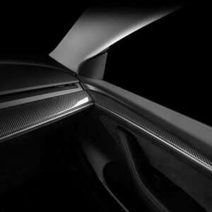 Tesla Model 3/Y Carbon Fiber Style Door Panel Trim, Anti-Scratch Cover (2021-2025, not Juniper)
