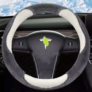Tesla Model 3/Y Fluffy Steering Wheel Cover, Warm Plush Winter Grip