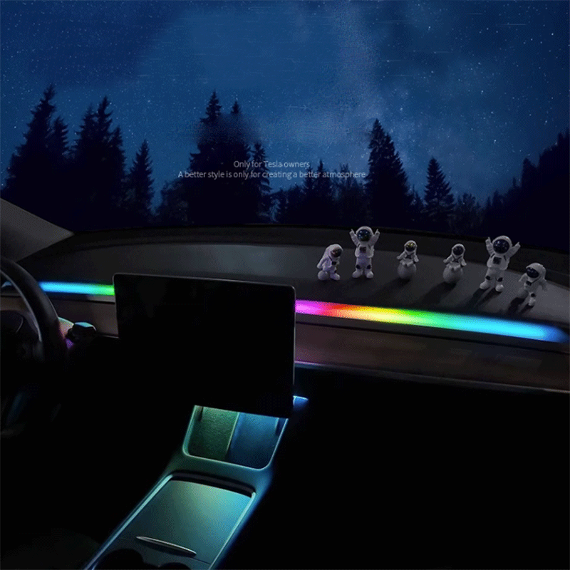 Tesla Model 3/Y Ambient Light Kit for Console & Dash, Door-Synced LED Strip (2017-2025)