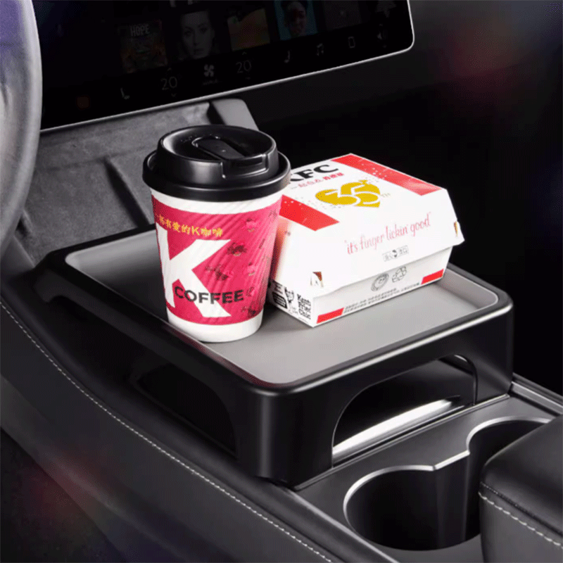 Tesla Model 3/Y Center Console Dining Table, Removable Tray for Eating and Makeup (2021-2025)