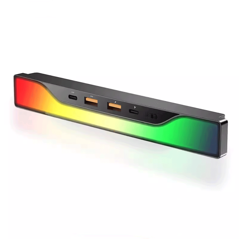Tesla Model 3/Y Ambient Light Console Dock with USB Charging Ports, Music-Sync LED