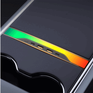 Tesla Model 3/Y Ambient Light Console Dock with USB Charging Ports, Music-Sync LED