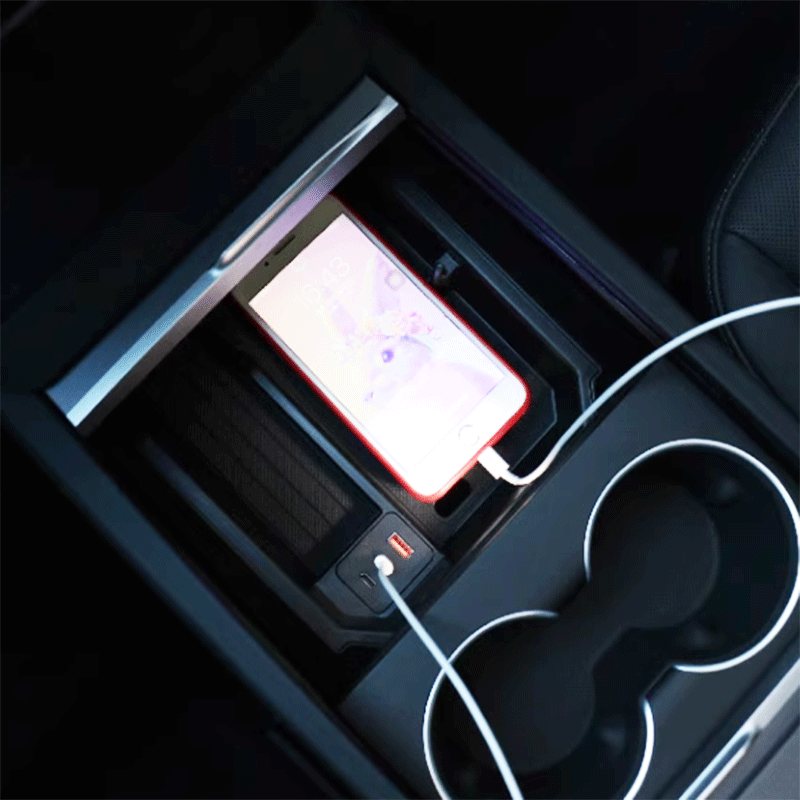 Tesla Model 3 Highland & Model Y Juniper Center Console USB Expansion Dock and Storage Organizer