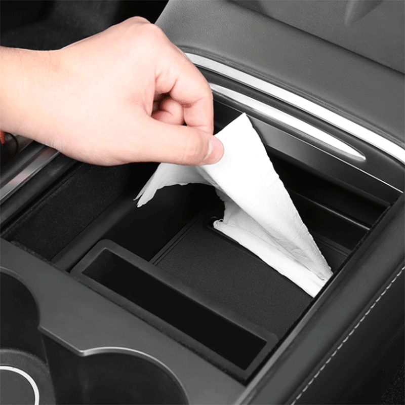 Tesla Model 3/Y Center Console Organizer with Tissue Box, ABS Storage Tray (2021-2023 / 2021-2025)