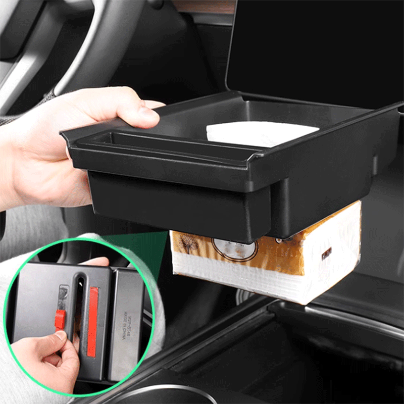 Tesla Model 3/Y Center Console Organizer with Tissue Box, ABS Storage Tray (2021-2023 / 2021-2025)