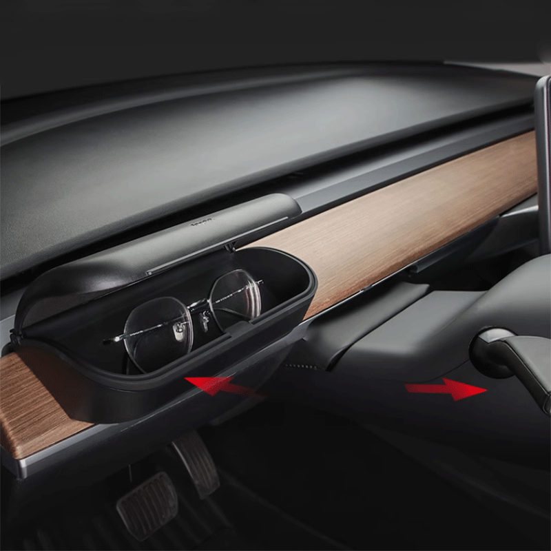 Tesla Model 3/Y Dashboard Glasses Case, Custom-Fit Storage Box with Soft Lining