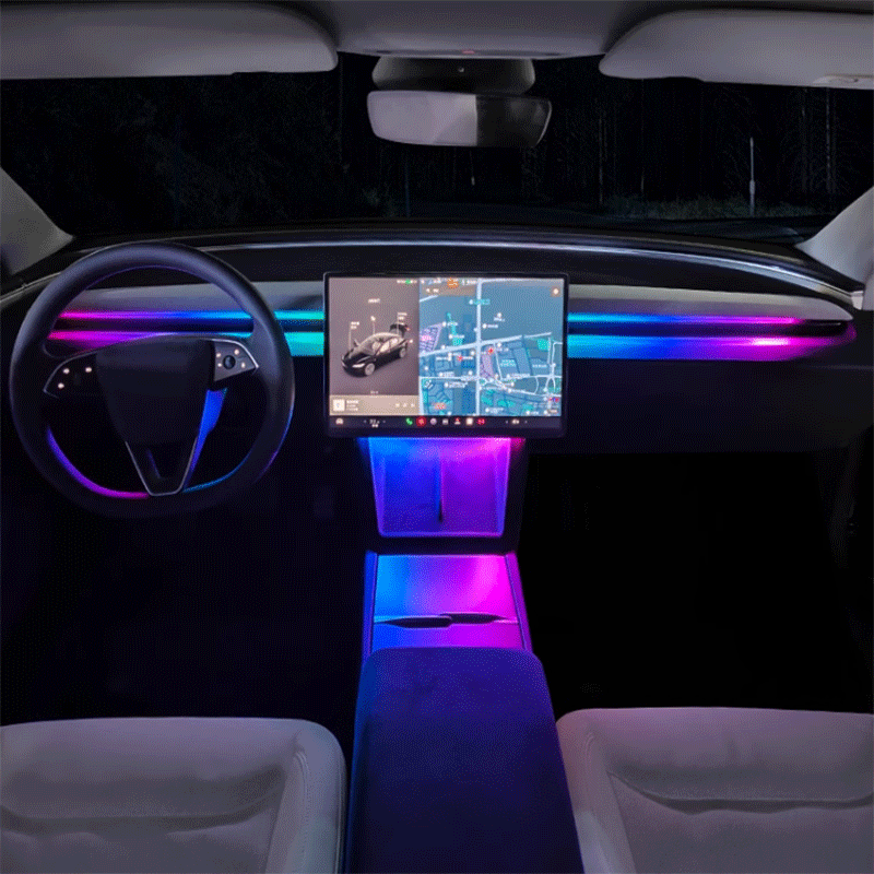 Tesla Model 3 Highland & Model Y Juniper Smart Ambient Lighting, App-Controlled Music-Sync RGB Strip