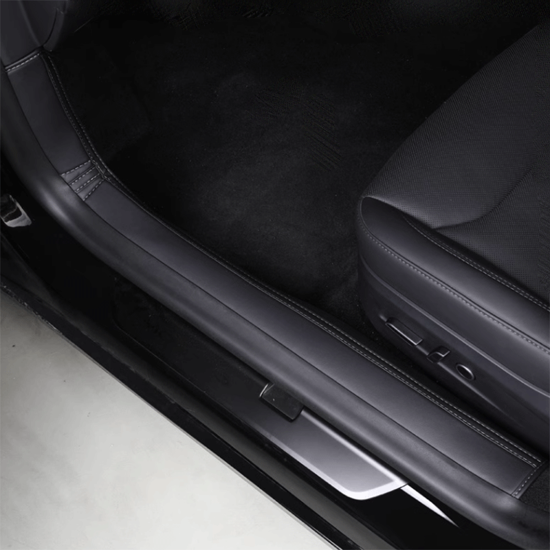 Tesla Model 3 Highland Door Sill Protector & Under-Seat Pad, Leather Anti-Scratch Set (2024-2025)