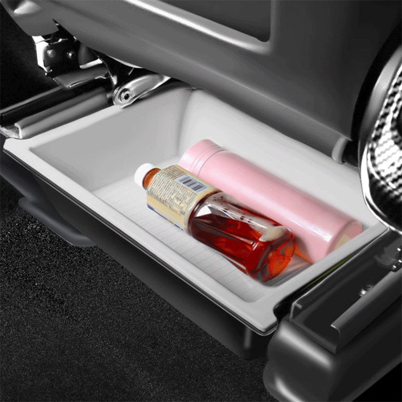 Tesla Model Y/X Under-Seat Storage Box, Double-Layer Hidden Organizer with Anti-Slip Pad
