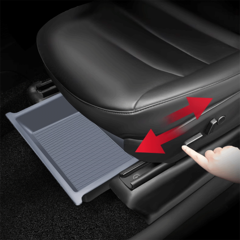 Tesla Model Y/X Under-Seat Storage Box, Double-Layer Hidden Organizer with Anti-Slip Pad