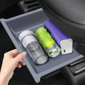 Tesla Model Y/X Under-Seat Storage Box, Double-Layer Hidden Organizer with Anti-Slip Pad