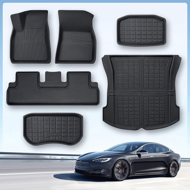 Tesla Model 3 Floor Mats 2017-2024, All-Weather Front, Rear & Trunk Liners (Not Highland)