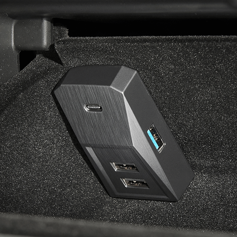 Tesla Model 3/Y Glovebox USB Hub, 4-Port Data Expansion Dock (2021-2025)