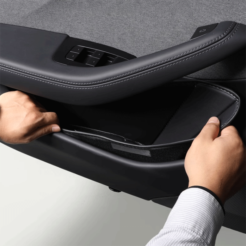Tesla Model Y Door Side Storage Organizer, Leather Pocket Bags to Cut Cabin Clutter (2020-2024)