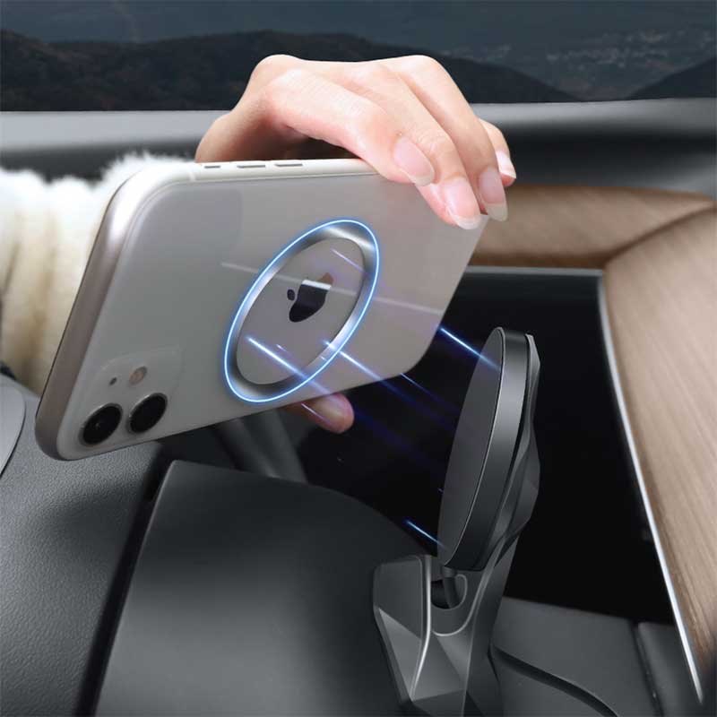 Tesla Model 3/Y MagSafe Phone Holder with Wireless Charger, Steering Wheel Mount