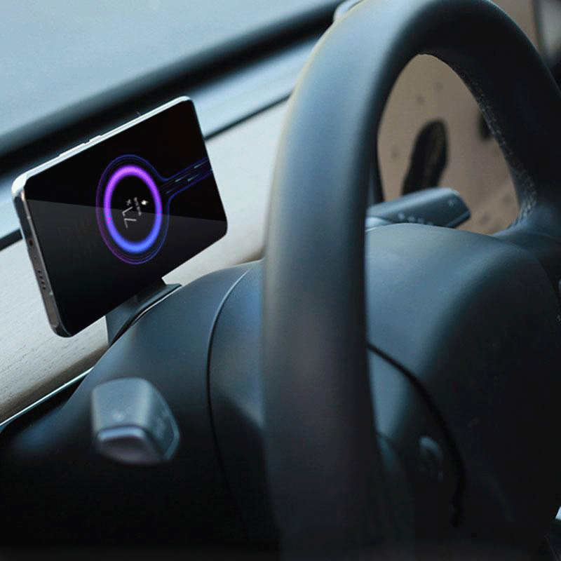 Tesla Model 3/Y MagSafe Phone Holder with Wireless Charger, Steering Wheel Mount