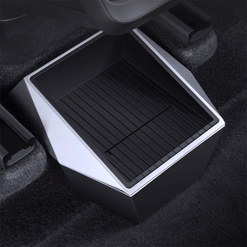Tesla Model Y Rear Seat Storage Organizer, Double-Layer Bin with Built-In Trash (2020-2025)