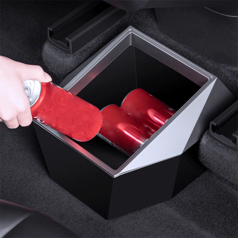 Tesla Model Y Rear Seat Storage Organizer, Double-Layer Bin with Built-In Trash (2020-2025)