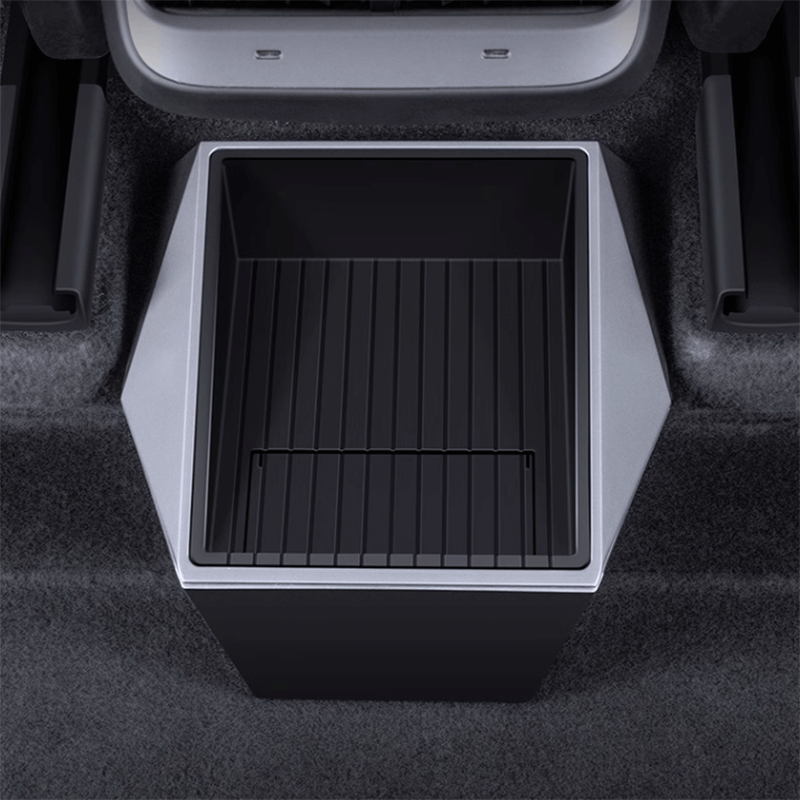 Tesla Model Y Rear Seat Storage Organizer, Double-Layer Bin with Built-In Trash (2020-2025)