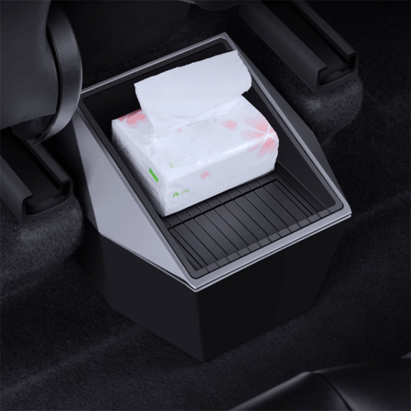 Tesla Model Y Rear Seat Storage Organizer, Double-Layer Bin with Built-In Trash (2020-2025)